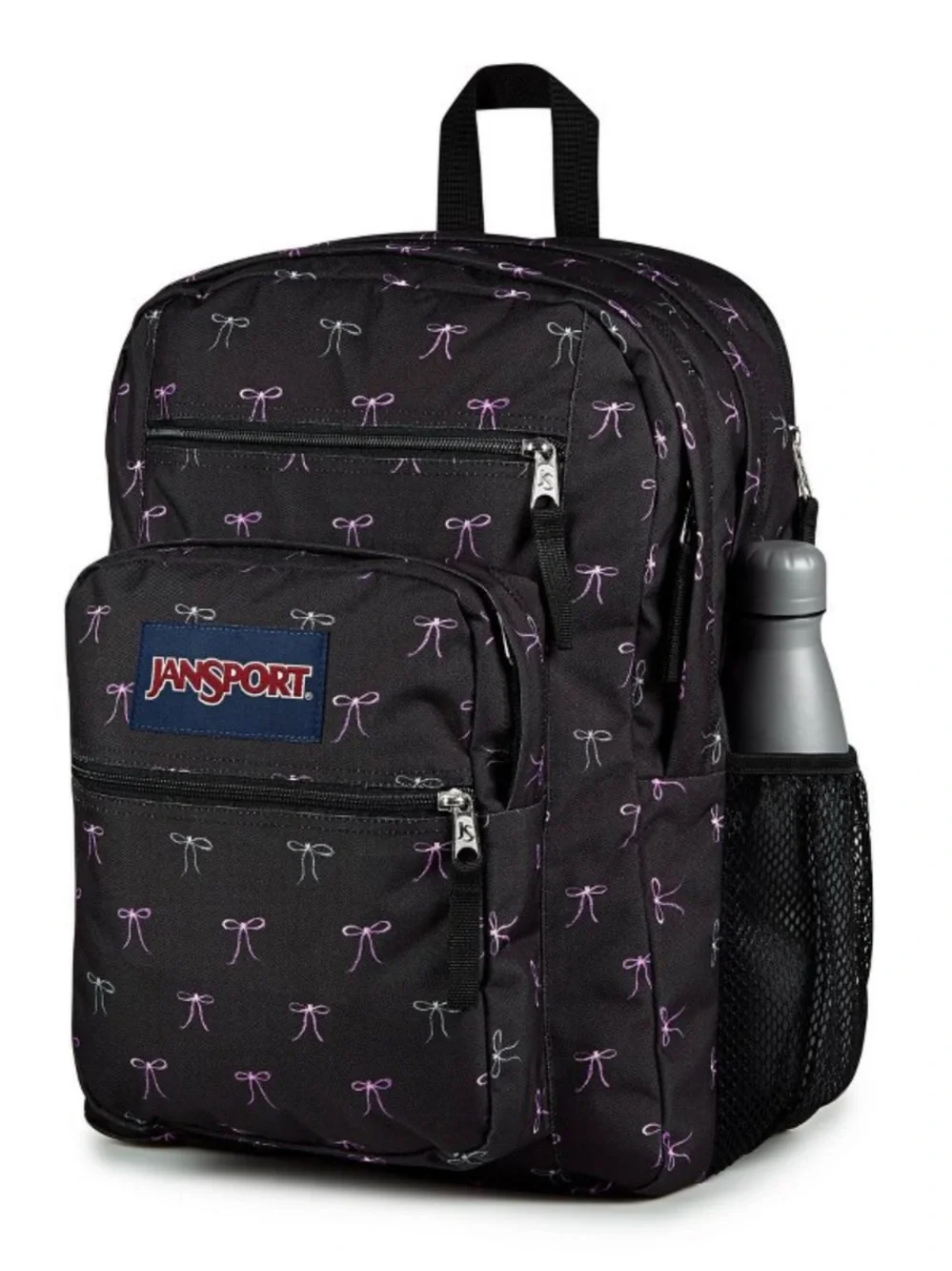 Jansport Big Student Cargo 17.5 backpack black with bows fits 15” laptop NWT